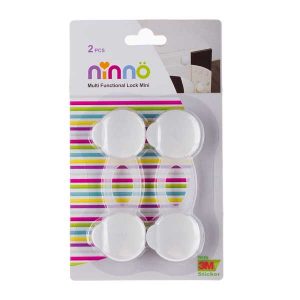 قفل چند منظوره نینو (ninno) مدل دکمه ای کوچک بسته ۲ عددی