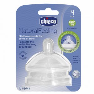 سر شیشه چیکو (chicco) Natural Feeling بسته 2 عددی قابل تنظیم