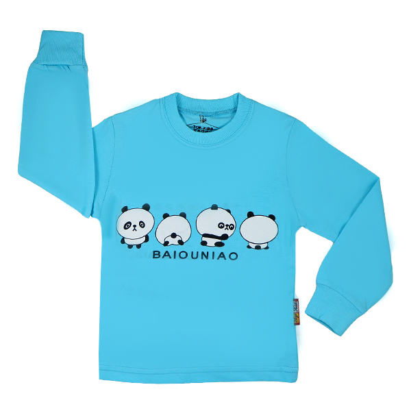 topkids panda blue 1 تیشرت اسپرت آستین بلند تاپ کیدز طرح پاندا آبی
