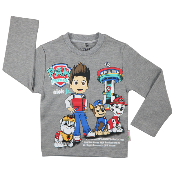 topkids gray 4 تیشرت پسرانه آستین بلند تاپ کیدز طرح سگ نگهبان