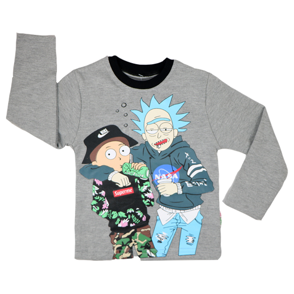 topkids rik&morty toosi 1 تیشرت پسرانه آستین بلند تاپ کیدز طرح ریک اند مورتی