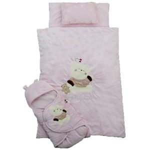 سرویس خواب چهار تکه bebek طرح خرس رنگ صورتی