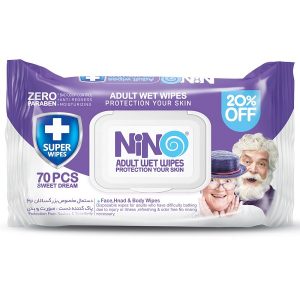 دستمال مرطوب مخصوص بزرگسالان نینو NINO بسته 70 عددی