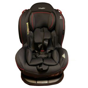 صندلی ماشین کودک ایزوفیکس دار Baby 4life تاج دار مدل +Group0 مشکی نوار قرمز