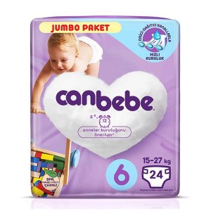 پوشک جان به به (Canbebe) سایز ۶ بسته ۲۴ عددی یاسی