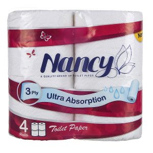 دستمال توالت سه لایه نانسی بسته 4 عددی