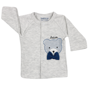 تی شرت پسرانه جلو دکمه دارآستین بلند ژیکو (ZHEECO) طرح خرس