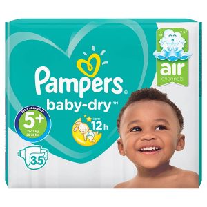 پوشک پمپرز سایز +5 بسته 35 عددی