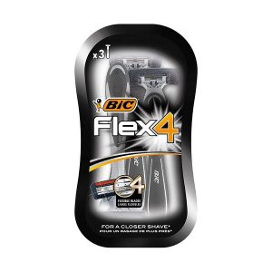 پک تیغ ژیلت 4 لبه Bic مدل Flex4 بسته 3 عددی