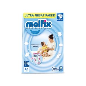 پوشک چسبی مولفیکس (molfix) سایز 6 بسته 62 عددی