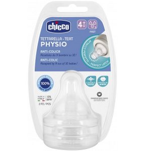 سر شیشه چیکو (chicco) ANTI_COLIC بسته 2 عددی +4 ماه