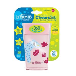 لیوان 360 درجه دکتربراون DrBrowns طرح دار صورتی حجم 300 میل