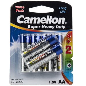 باتری قلمی camelion مدل SUPER HEAVY DUTY بسته 6 عددی