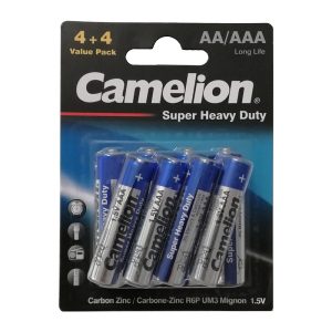 پک 4+4 باتری قلمی و نیم قلمی camelion مدل SUPER HEAVY DUTY