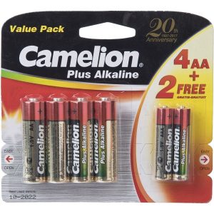 پک 2+4 باتری نیم قلمی و قلمی camelion مدل plus alkaline