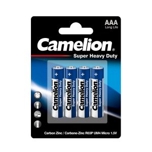 باتری نیم قلمی camelion مدل SUPER HEAVY DUTY بسته 4 عددی