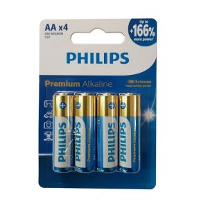 باتری قلمی philips مدل premium alkaline بسته 4 عددی